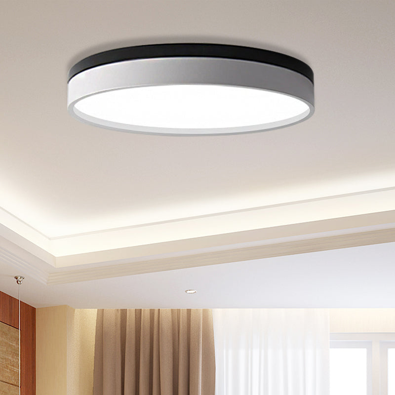 Nordic Tambour Iron Flush Mount 12/16/19.5 Inch Dia LED Ceiling Lighting Fixture in White Light, White/Pink/Yellow