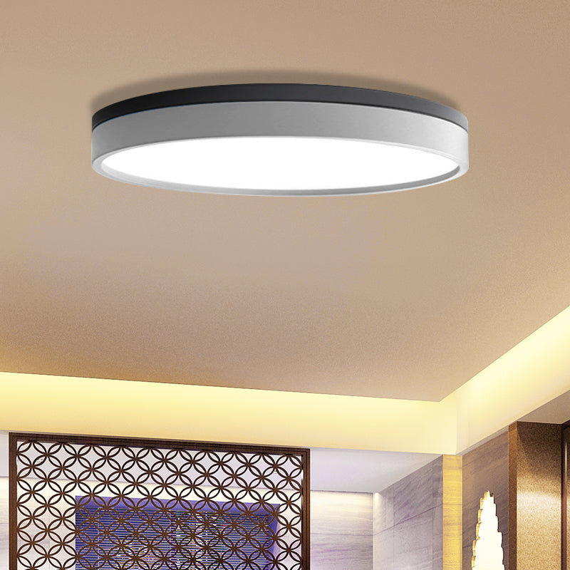 Nordic Tambour Iron Flush Mount 12/16/19.5 Inch Dia LED Ceiling Lighting Fixture in White Light, White/Pink/Yellow