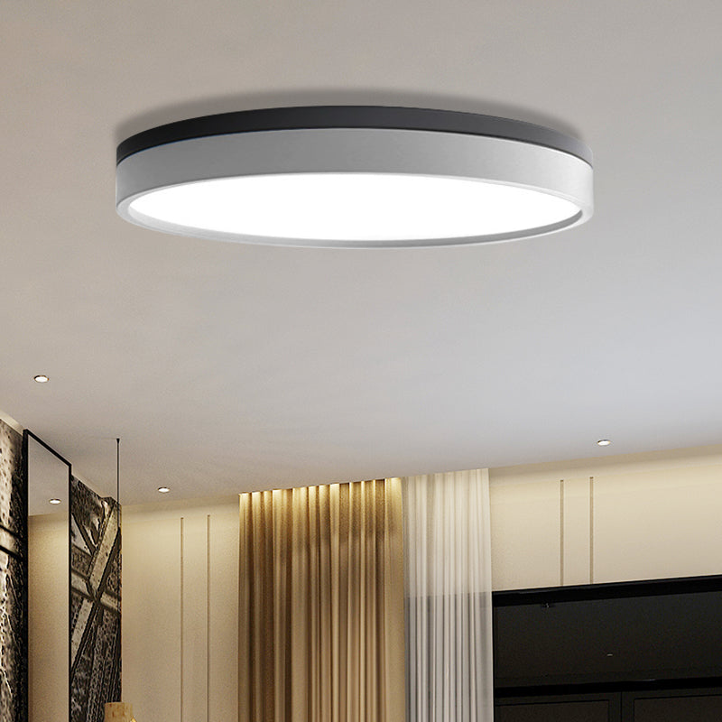 Nordic Tambour Iron Flush Mount 12/16/19.5 Inch Dia LED Ceiling Lighting Fixture in White Light, White/Pink/Yellow
