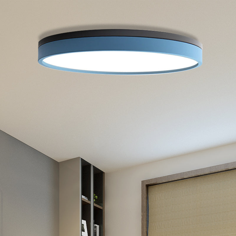 Nordic Tambour Iron Flush Mount 12/16/19.5 Inch Dia LED Ceiling Lighting Fixture in White Light, White/Pink/Yellow