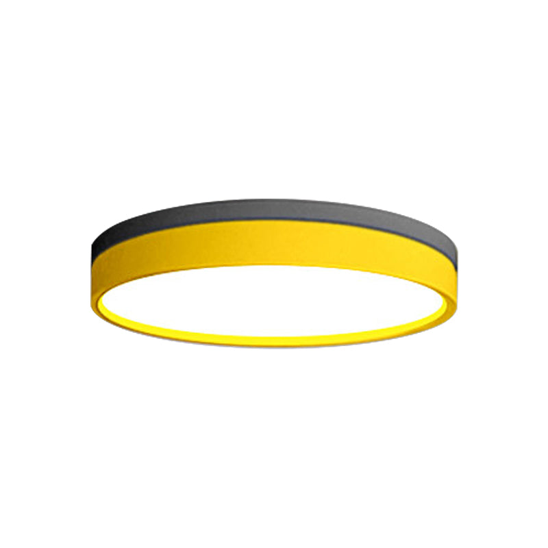 Nordic Tambour Iron Flush Mount 12 /16/ 19.5 Inch Dia LED Plafond Verlichtingsarmatuur in Wit Licht, Wit/Roze/Geel