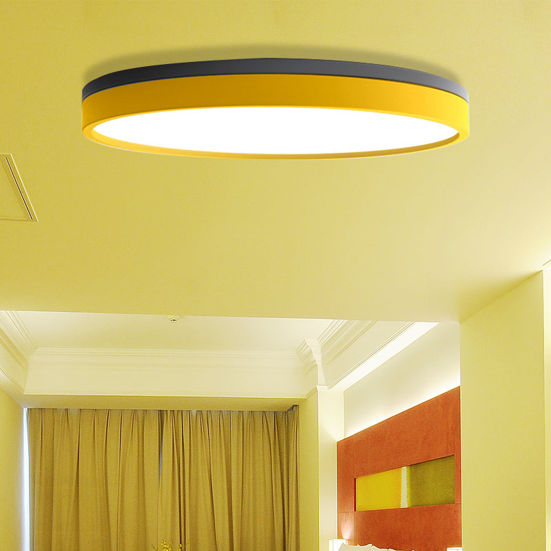 Nordic Tambour Iron Flush Mount 12 /16/ 19.5 Inch Dia LED Plafond Verlichtingsarmatuur in Wit Licht, Wit/Roze/Geel