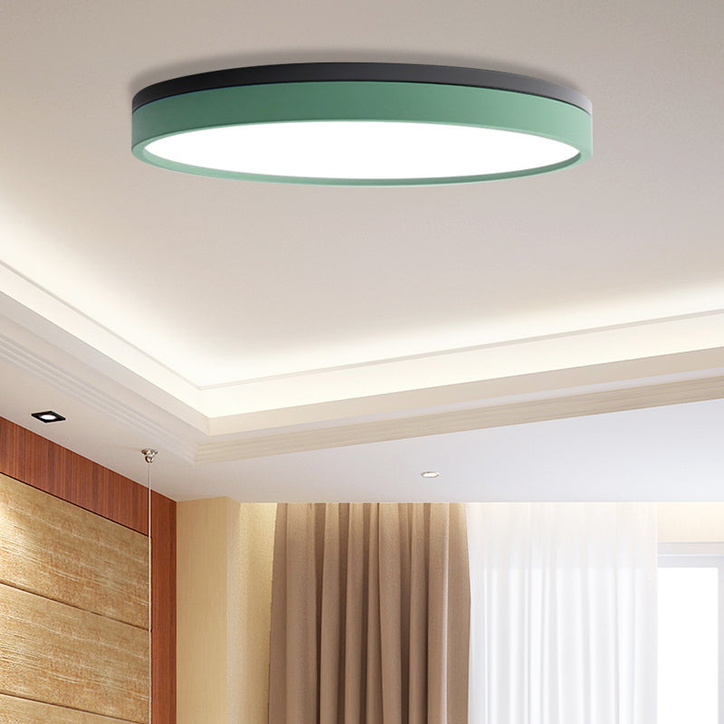 Nordic Tambour Iron Flush Mount 12/16/19.5 Inch Dia LED Ceiling Lighting Fixture in White Light, White/Pink/Yellow
