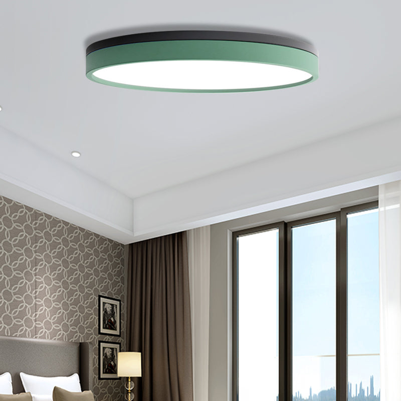 Nordic Tambour Iron Flush Mount 12 /16/ 19.5 Inch Dia LED Plafond Verlichtingsarmatuur in Wit Licht, Wit/Roze/Geel