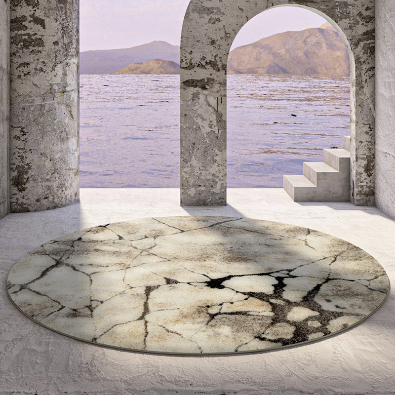 Fancy Modern Area Rug Beige Tie-Dye Pattern Polyester Area Carpet Non-Slip Rug for Living Room