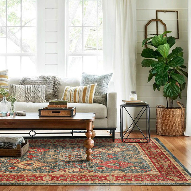 Special Vintage Rug Orange Graphic Area Rug Non-Slip Backing Rug for Drawing Room