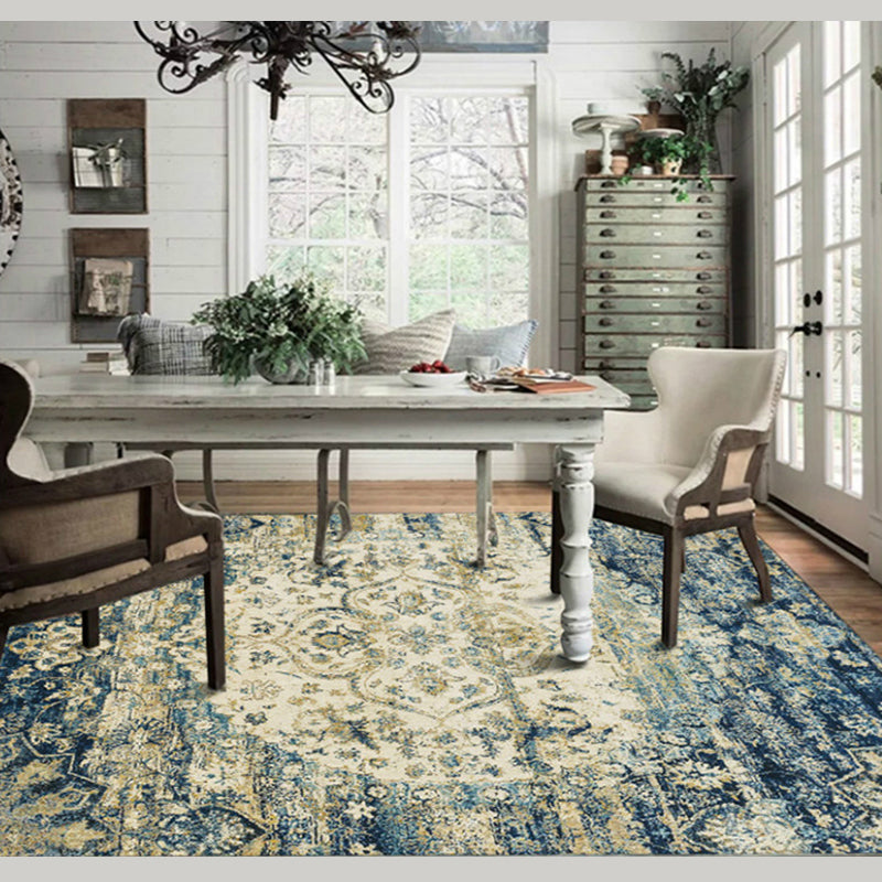 Special Vintage Rug Orange Graphic Area Rug Non-Slip Backing Rug for Drawing Room