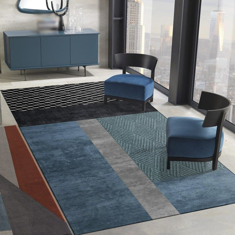 Brown Modern Rug Geometric Pattern Polyester Area Rug Non-Slip Area Carpet for Home Decor