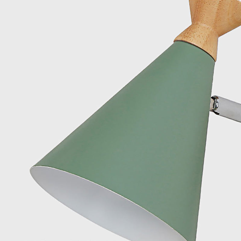 Metal Cone Shade Wall Light Nordic Style Rotatable 1 Light Bedside Reading Light in Blue/Green/Grey/White