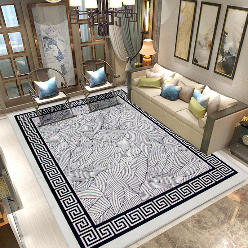 Oriental Solid Carpet Polyester Area Rug Non-Slip Backing Indoor Carpet for Home Decoration