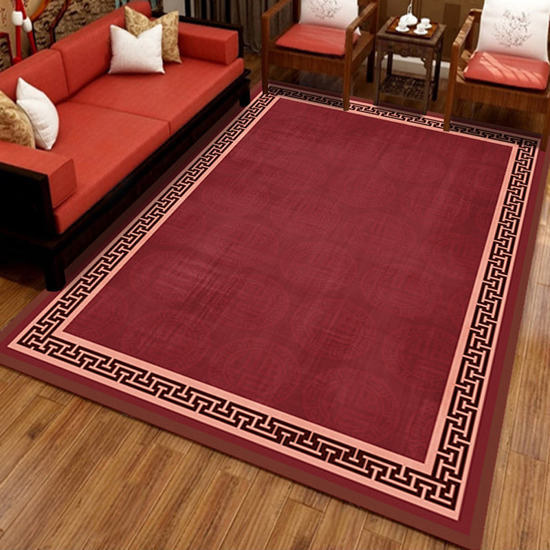 Oriental Solid Carpet Polyester Area Rug Non-Slip Backing Indoor Carpet for Home Decoration