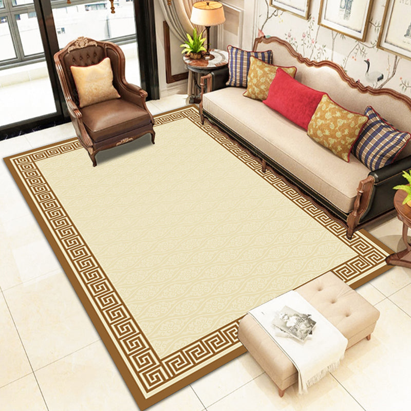 Oriental Solid Carpet Polyester Area Rug Non-Slip Backing Indoor Carpet for Home Decoration