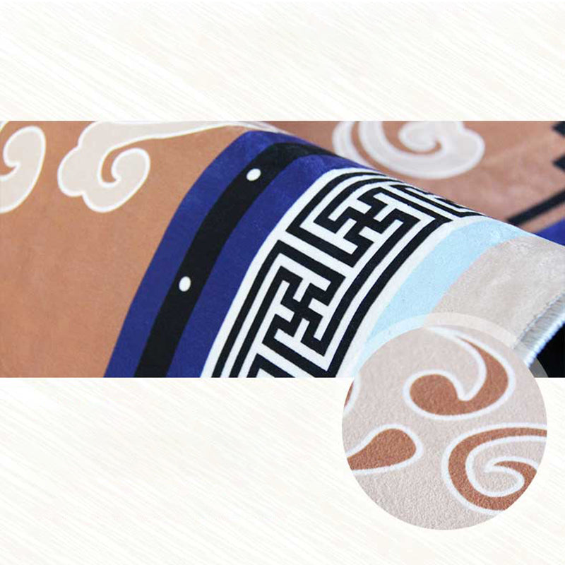 Oriental Solid Carpet Polyester Area Rug Non-Slip Backing Indoor Carpet for Home Decoration