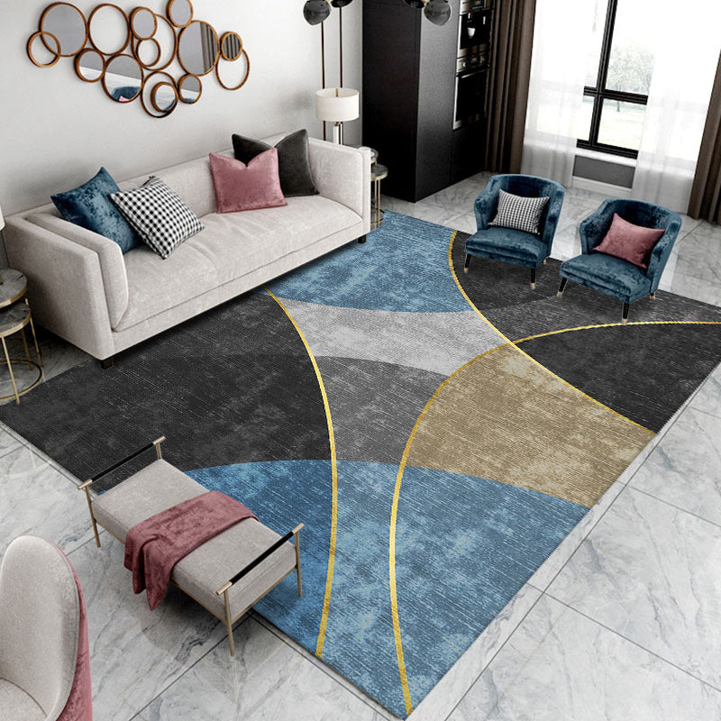 Dark Grey Modern Rug Polyester Circle Indoor Rug Stain Resistant Rug for Living Room