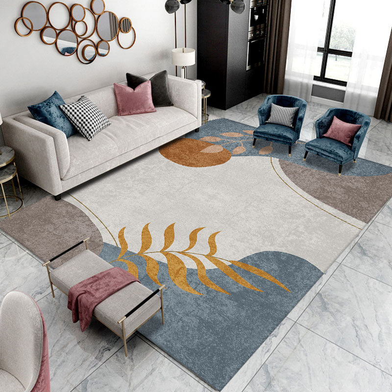 Dark Grey Modern Rug Polyester Circle Indoor Rug Stain Resistant Rug for Living Room