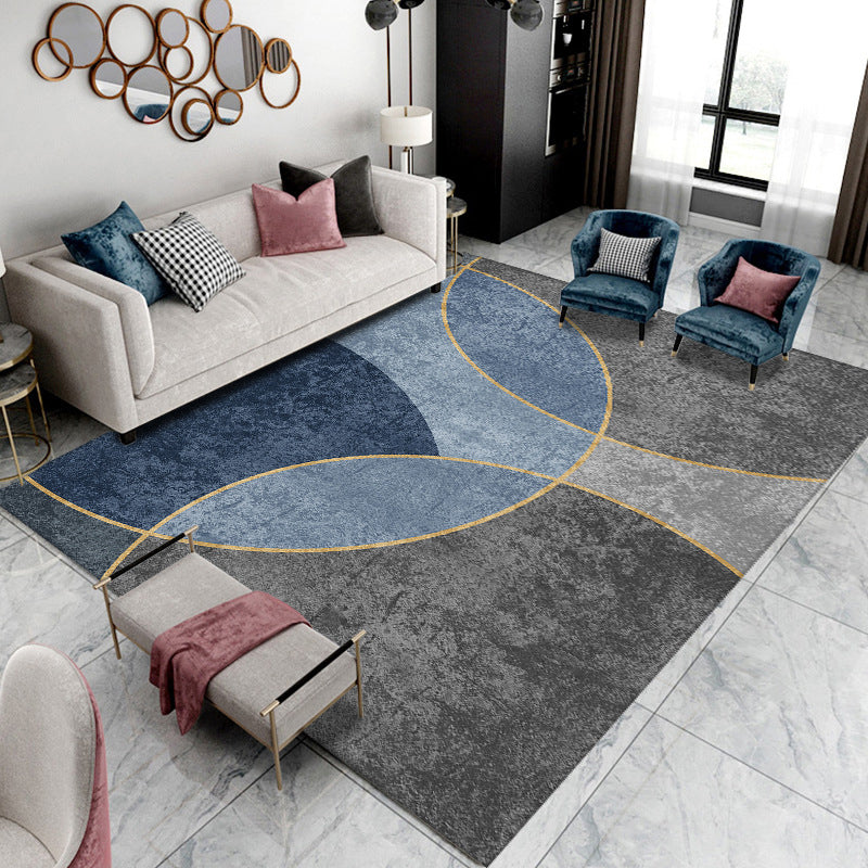 Dark Grey Modern Rug Polyester Circle Indoor Rug Stain Resistant Rug for Living Room