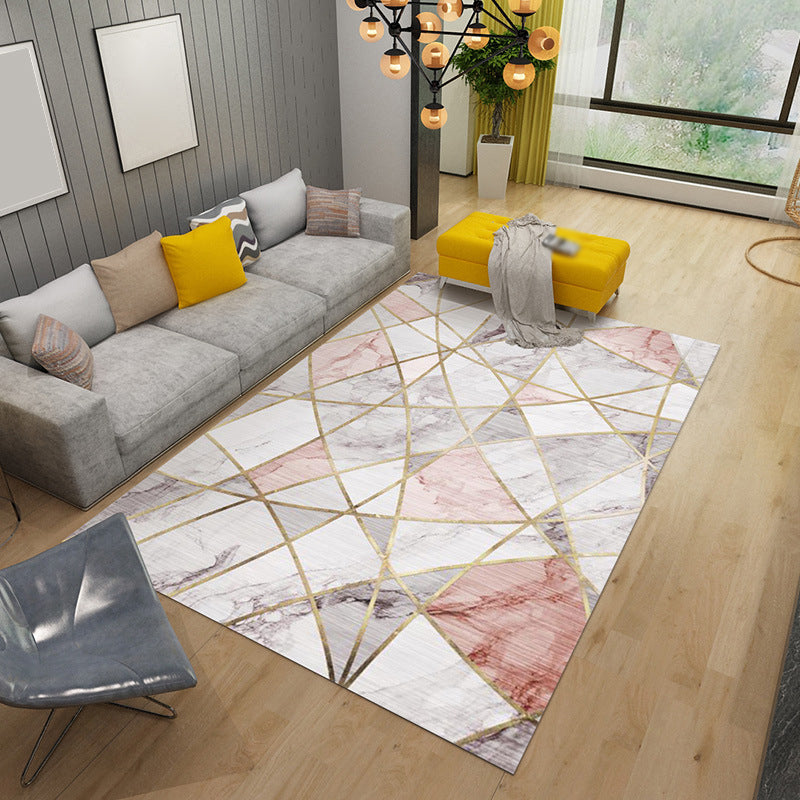 Simplicity Indoor Rug Leisure Marble Print Carpet Polyester Stain Resistant Carpet for Home Decor
