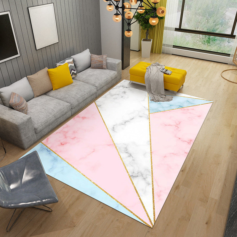 Simplicity Indoor Rug Leisure Marble Print Carpet Polyester Stain Resistant Carpet for Home Decor