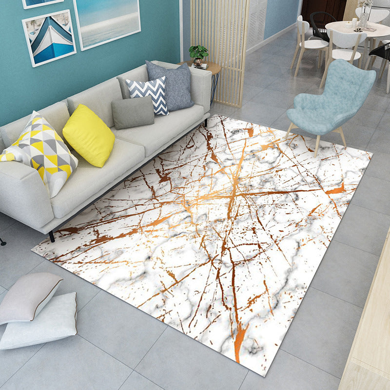 Modern Abstract Pattern Area Rug Washable Living Room Carpet Polyester Rug with Non-Slip Backing