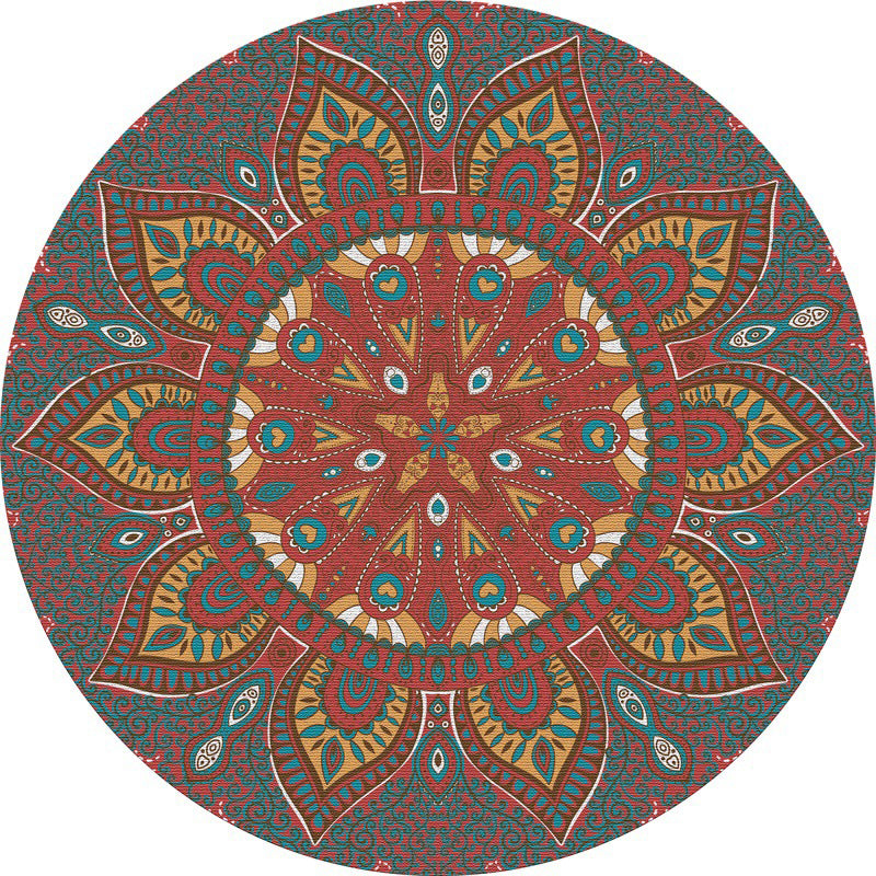 Orange Vinatge Rug Polyester Graphic Rug Non-Slip Backing Area Rug for Living Room