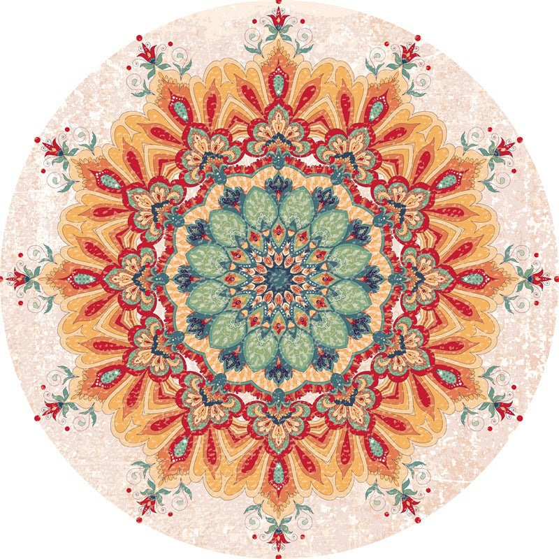 Orange Vinatge Rug Polyester Graphic Rug Non-Slip Backing Area Rug for Living Room