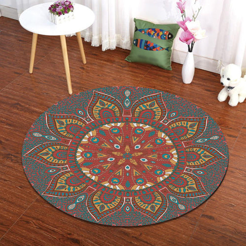 Orange Vinatge Rug Polyester Graphic Rug Non-Slip Backing Area Rug for Living Room