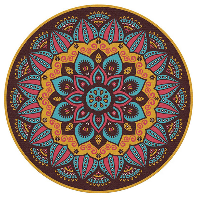 Orange Vinatge Rug Polyester Graphic Rug Non-Slip Backing Area Rug for Living Room