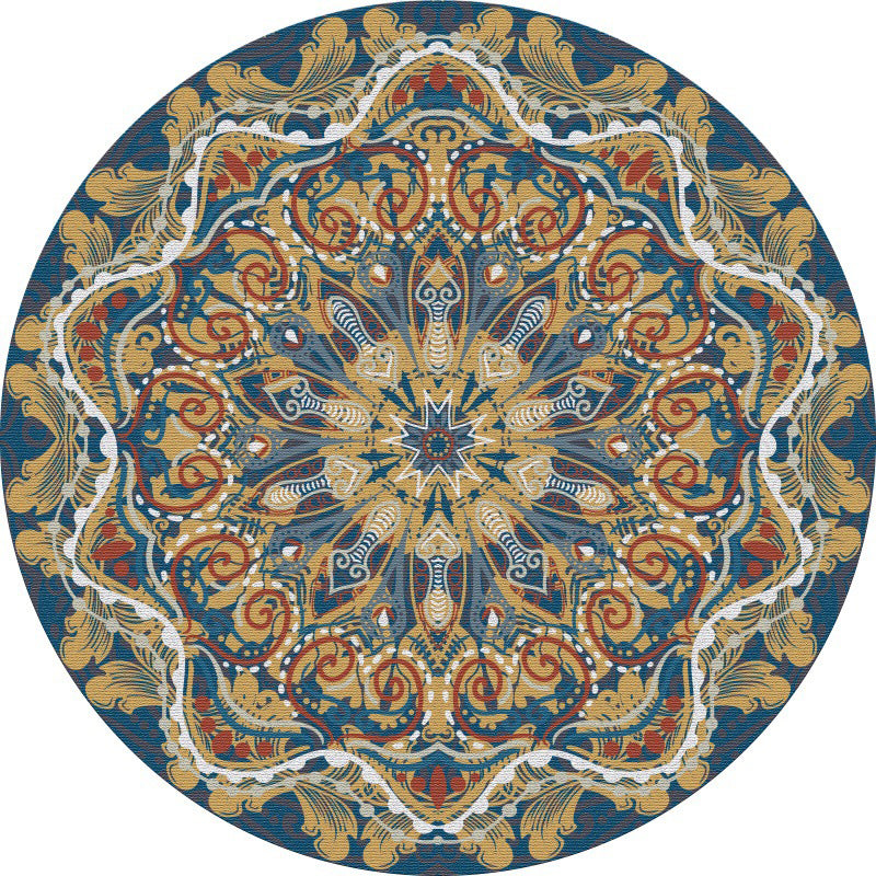 Orange Vinatge Rug Polyester Graphic Rug Non-Slip Backing Area Rug for Living Room