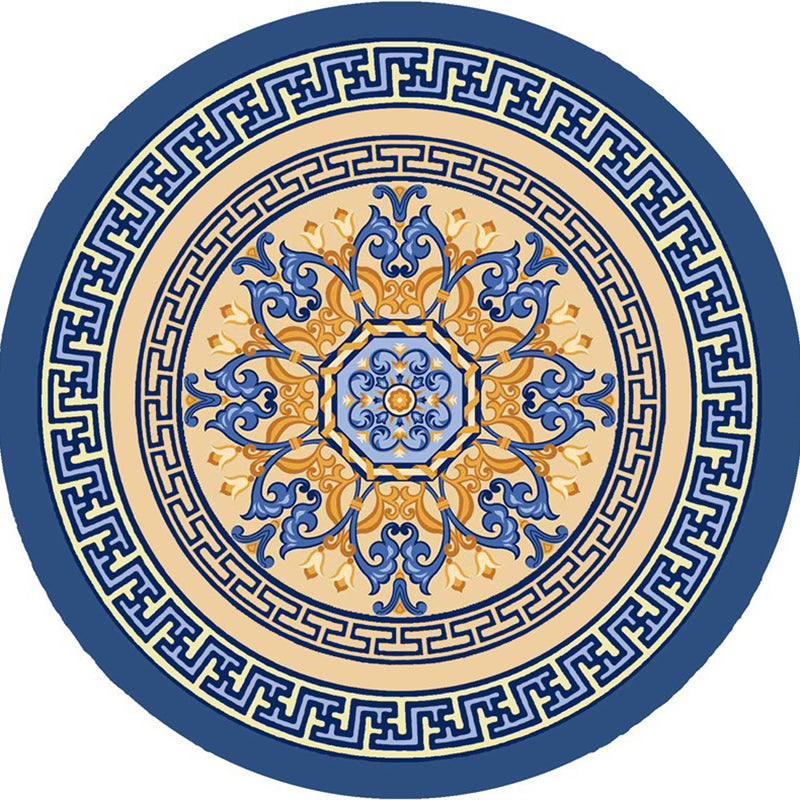 Orange Vinatge Rug Polyester Graphic Rug Non-Slip Backing Area Rug for Living Room