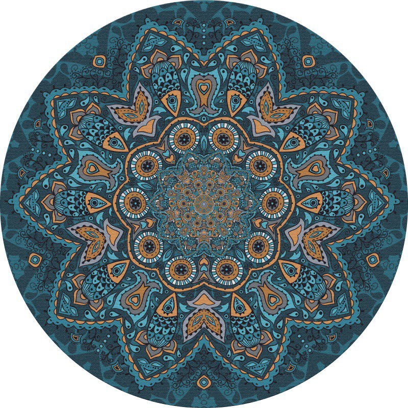 Orange Vinatge Rug Polyester Graphic Rug Non-Slip Backing Area Rug for Living Room