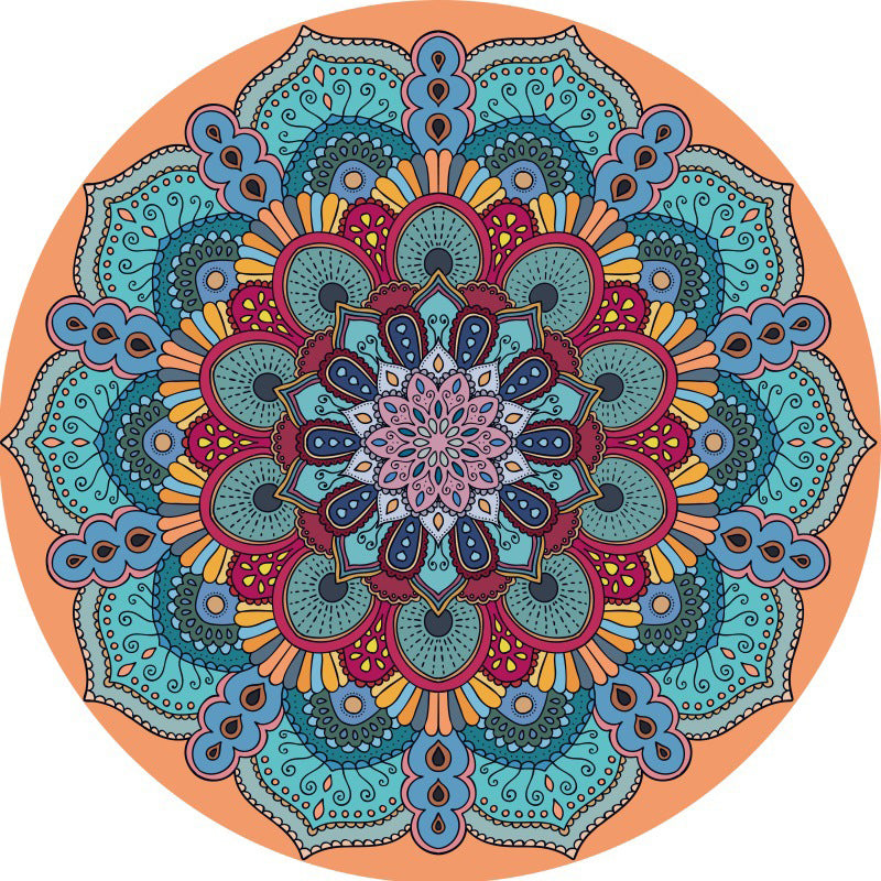 Orange Vinatge Rug Polyester Graphic Rug Non-Slip Backing Area Rug for Living Room