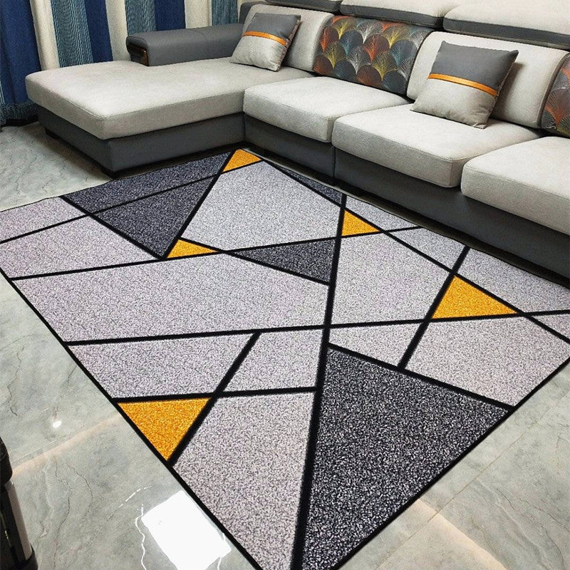 Contemporary Geometric Pattern Carpet Polyester Rug Non-Slip Backing Indoor Carpet for Living Room