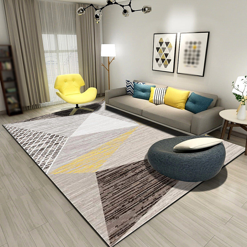 Contemporary Geometric Pattern Carpet Polyester Rug Non-Slip Backing Indoor Carpet for Living Room