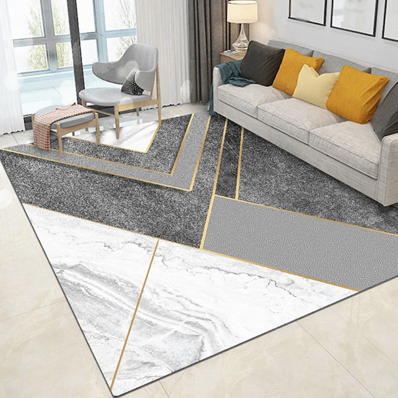 Contemporary Geometric Pattern Carpet Polyester Rug Non-Slip Backing Indoor Carpet for Living Room