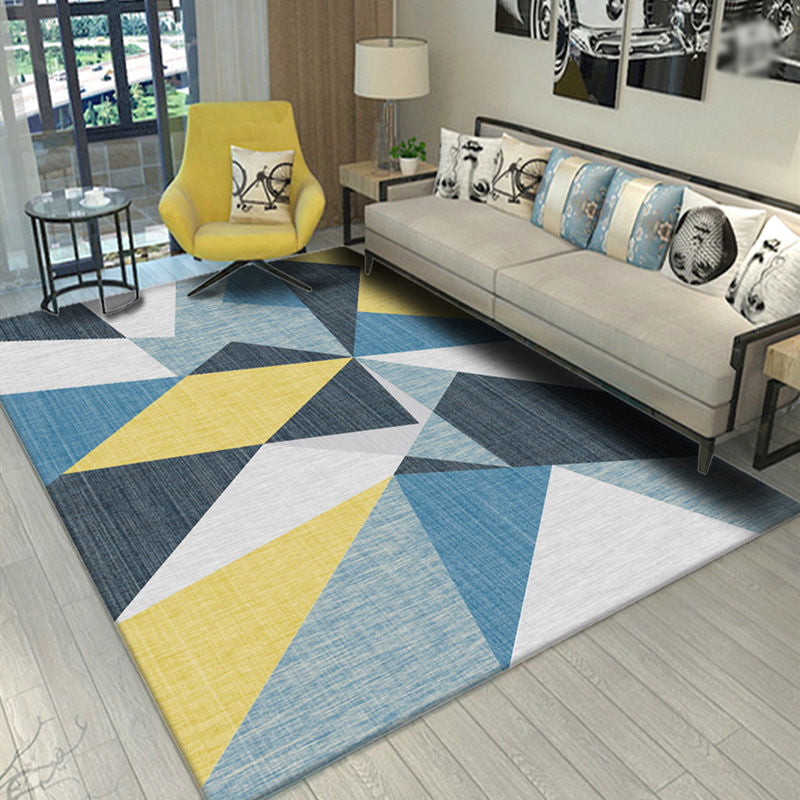 Contemporary Geometric Pattern Carpet Polyester Rug Non-Slip Backing Indoor Carpet for Living Room