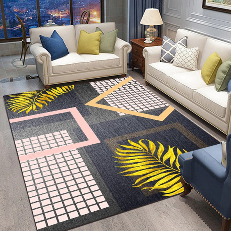 Contemporary Geometric Pattern Carpet Polyester Rug Non-Slip Backing Indoor Carpet for Living Room