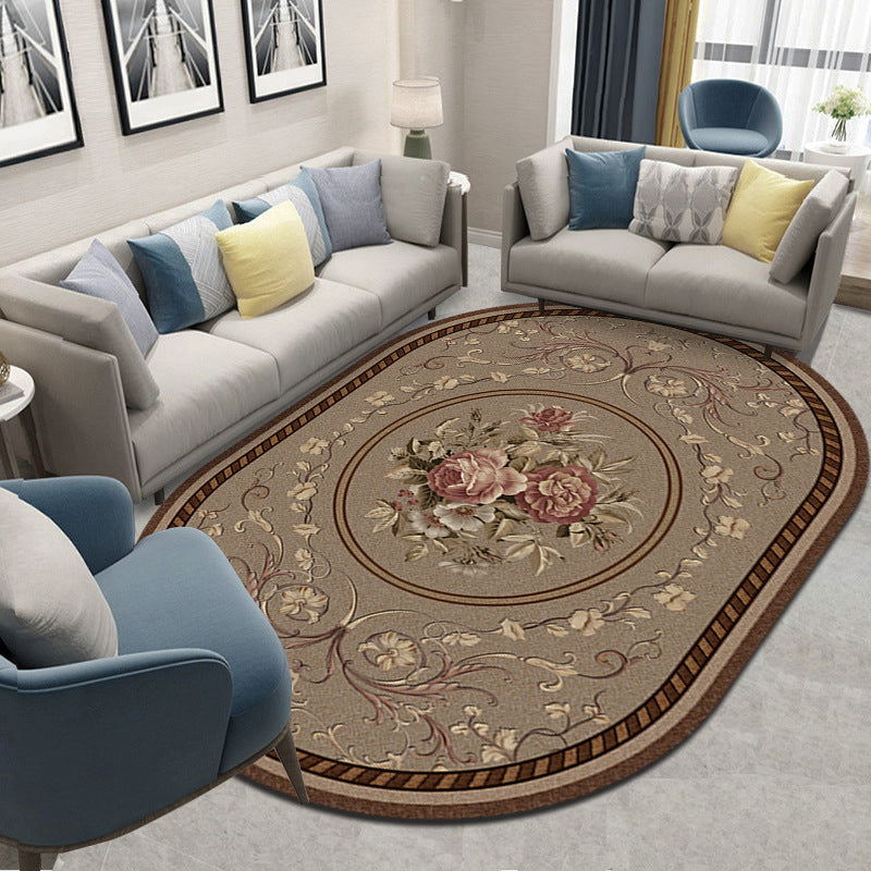 Beige Vintage Rug Polyester Graphic Rug Washable Area Rug for Living Room