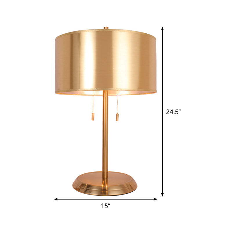 Gold Drum Desk Light Modernism 1 Head Task Lighting con base de metal redondo