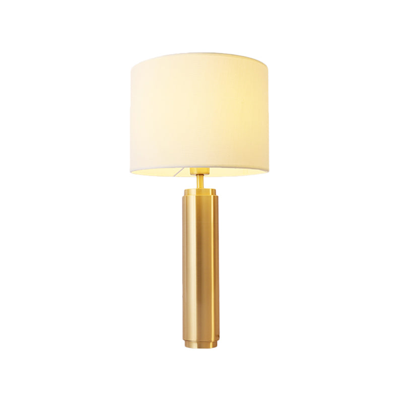 1 table de tête de tête de tête lampe de nuit blanche contemporaine avec ombre de tissu de tambour