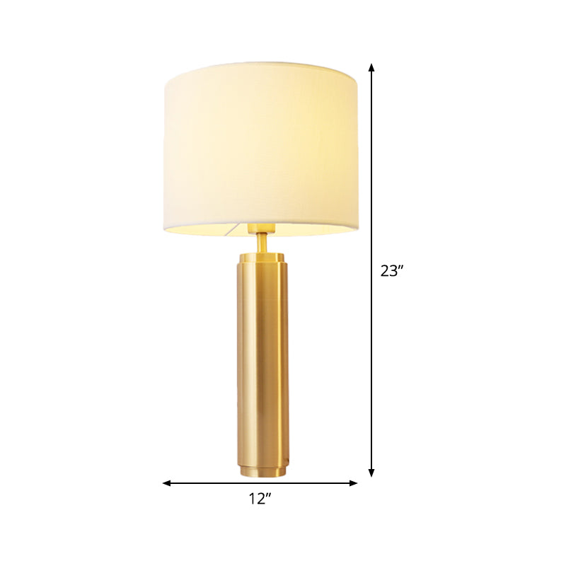 1 table de tête de tête de tête lampe de nuit blanche contemporaine avec ombre de tissu de tambour