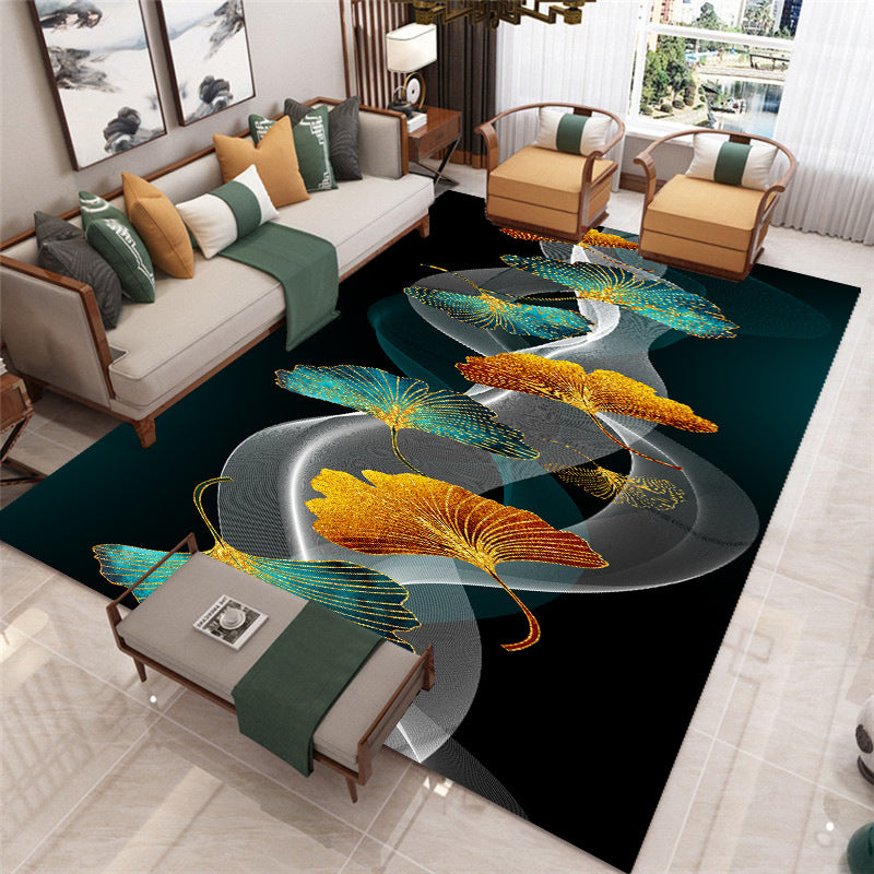 Blue Animals Print Area Rug Modern Polyester Area Carpet Anti-Slip Easy Care Rug for Home Decor