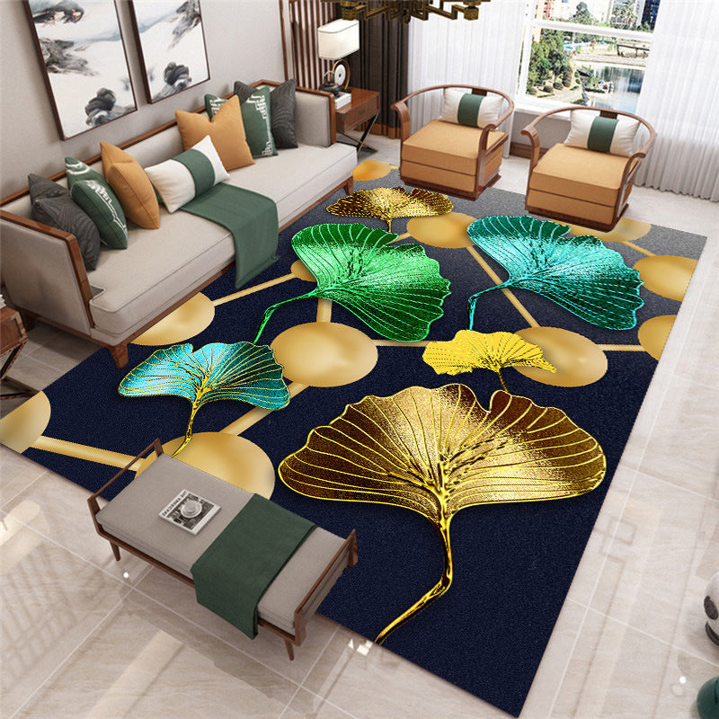 Blue Animals Print Area Rug Modern Polyester Area Carpet Anti-Slip Easy Care Rug for Home Decor