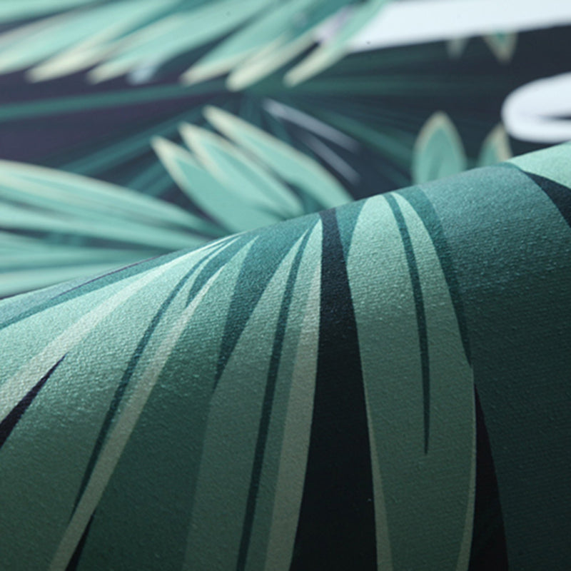 Green Modern Area Carpet Leaf Pattern Polyester Area Rug Stain Resistant Rug for Living Room