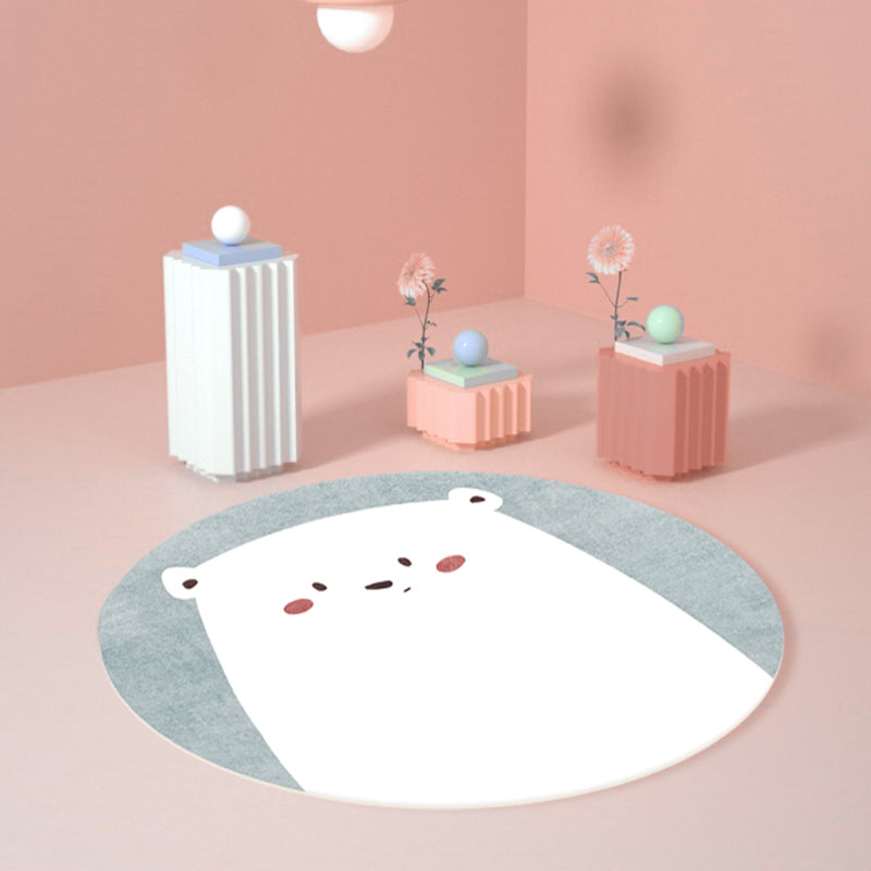 Round Cartoon Rug Modern Polyester Indoor Rug Stain Resistant Washable Area Carpet for Home Decor