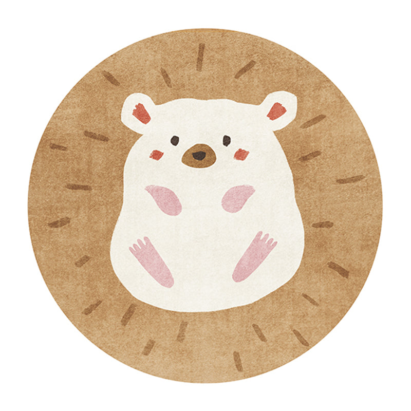 Round Cartoon Rug Modern Polyester Indoor Rug Stain Resistant Washable Area Carpet for Home Decor