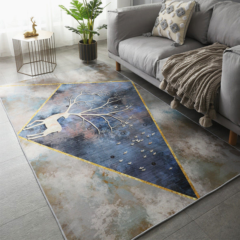 Fancy Living Room Area Carpet Brown Animal Pattern Polyester Area Rug Anti-Slip Washable Rug