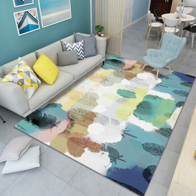 Light Pink Modern Carpet Polyester Feather Area Carpet Stain Resistant Carpet for Home Decor