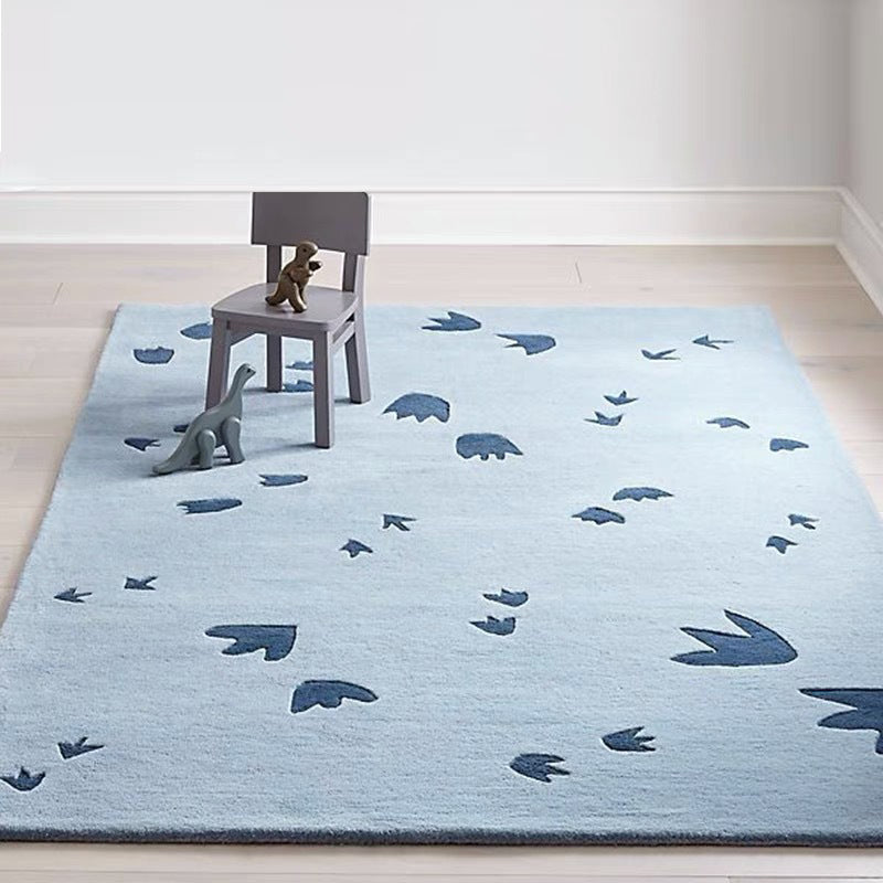 Blue Modern Area Rug Graphic Pattern Polyester Area Carpet Non-Slip Backing Rug for Home Decor