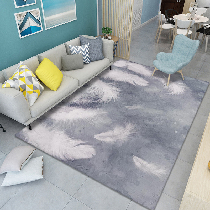 Red Modern Carpet Polyester Feather Area Carpet Washable Carpet for Living Room