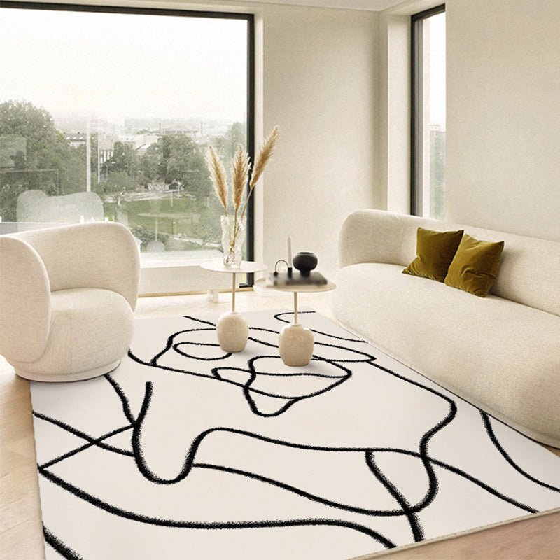 Modern Indoor Rug Simplicity Contrast Panel Carpet Polyester Non-Slip Area Carpet for Living Room